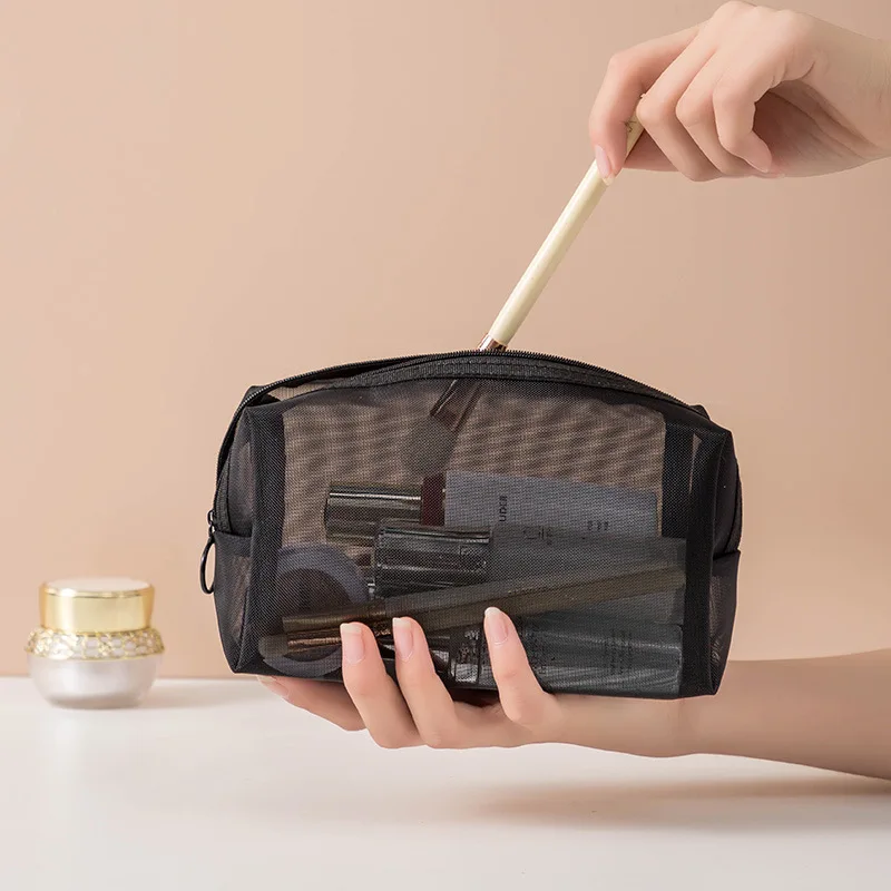 Mesh Transparent Cosmetic Bags Small Large Clear Makeup Bag Portable Travel Toiletry Organizer Lipstick Storage Pouch makeup organizer cosmetic bag cosmetic storage bag toiletry bag makeup bag cosmetic case