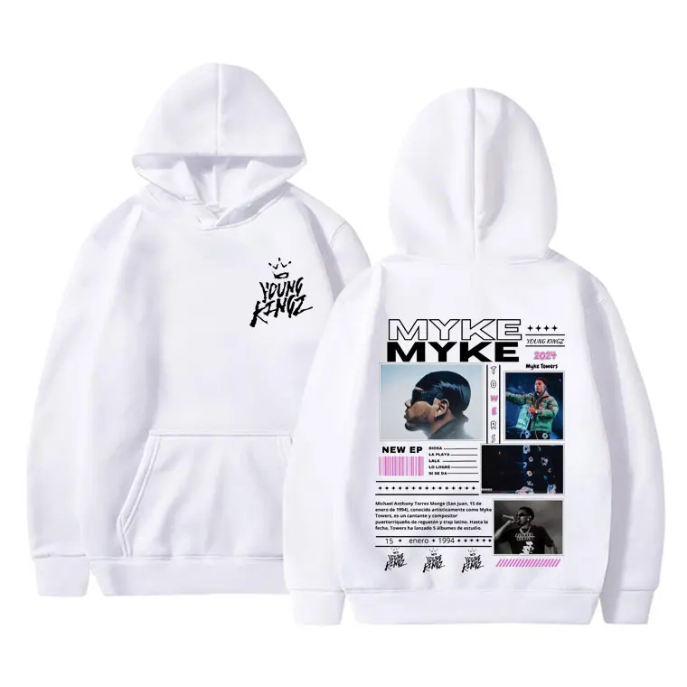 Rapper Myke Towers Graphic Hoodie Men Women Fashion Hip Hop Vintage Sweatshirt Men's Fleece Cotton Oversized Hoodies Tracksuit 3