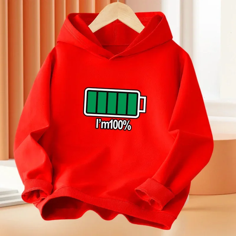 thumbnail image 1 of Nueva sudadera con capucha con estampado de "Ayúdame a tener batería baja" para niños, sudaderas para niños, abrigo básico de hip hop para primavera y otoño, ropa para bebés y niños, 1 of 5