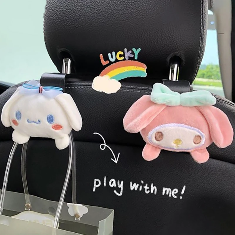 

New Sanrio My Melody Kuromi Cinnamoroll Onpompurin Kawaii Cars Hook Multifunctional Small Doll Car Hooks Interior Accessories