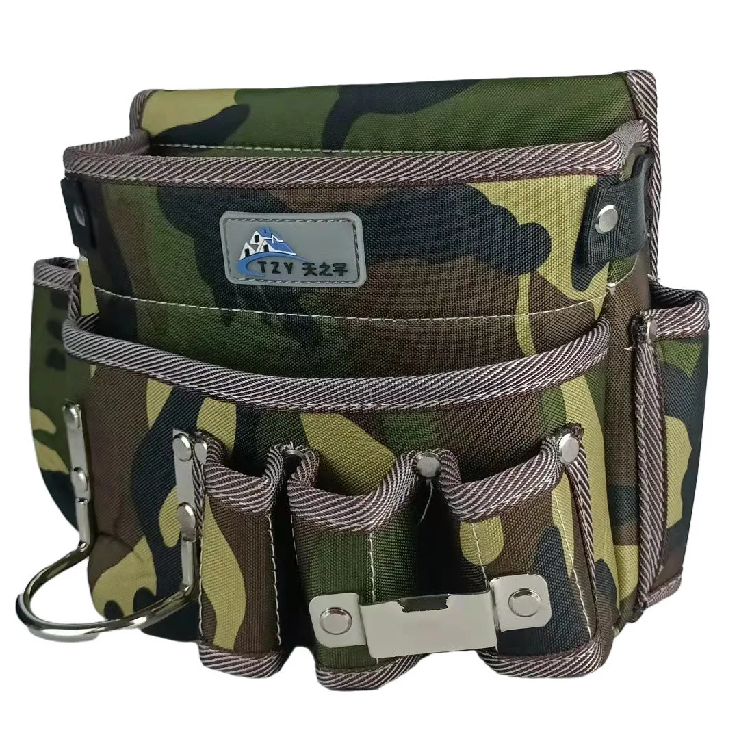 

Camouflage Wear-resistant Oxford Cloth Tool Bag Multifunction Repair Hardware Electrician Waist Bag Portable Storage Bag