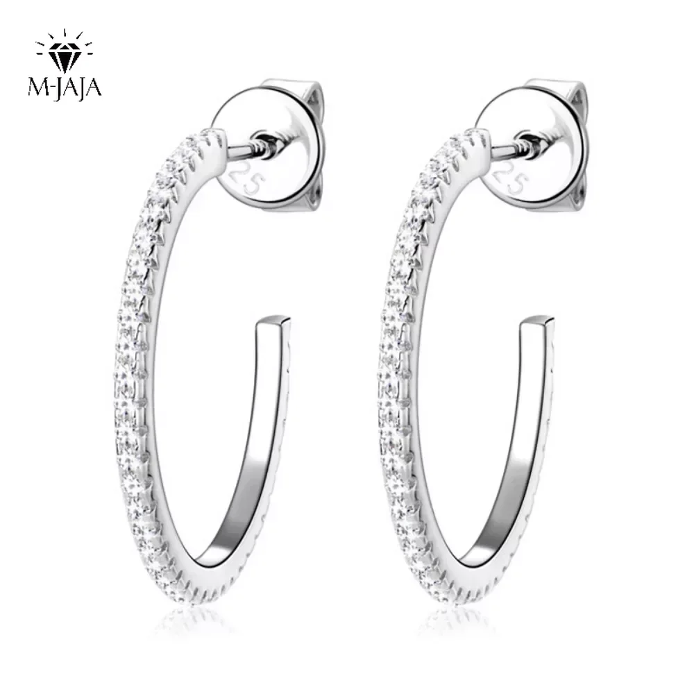 

M-JAJA Moissanite Hoop Earrings for Women Original 925 Sterling Silver Stud Earrings Unique Christmas Anniversary Party Jewelry