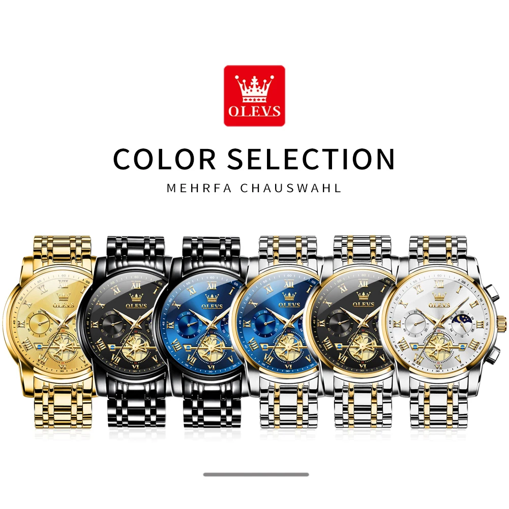 OLEVS Top Brand Men's Watches Classic Roman Scale Dial Luxury Wrist Watch for Man Original Quartz Waterproof Luminous Male reloj images - 6