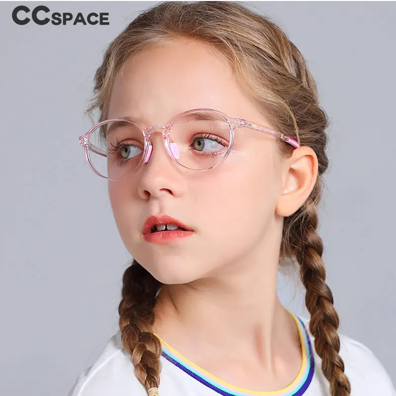 55172 New Round Frame Anti Blue Glasses Tr90 Children's Fashionable Flat Light Anti Radiation Computer Phone