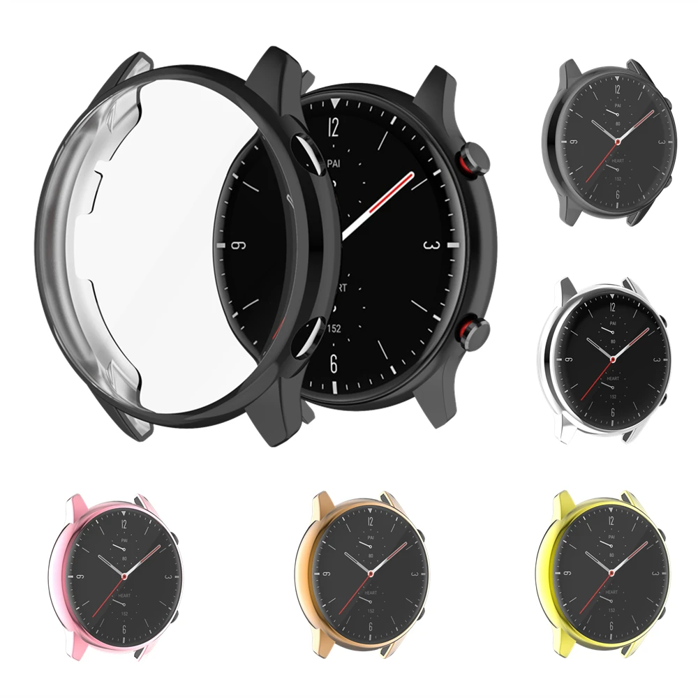 SciuU Cover Protettiva Per Amazfit GTR 2 / GTR 2e – [2 Pezzi] Custodia TPU Con Protezione Schermo, Nero