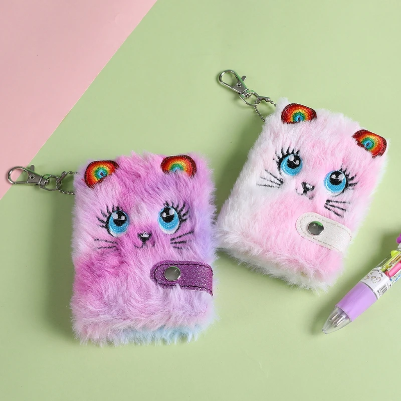 Pocket Notebook Plush Notepad with Keychain Portable Address Book for Children Adult Note Taking Writing Drawing