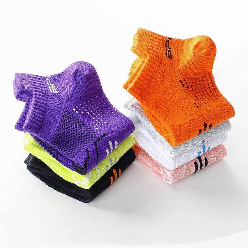 Running Socks Summer Women Sports Socks Thin Breathable Mesh Strip Low Cut Non-slip Shock-absorbing Athletic Running Cottom Boat Socks