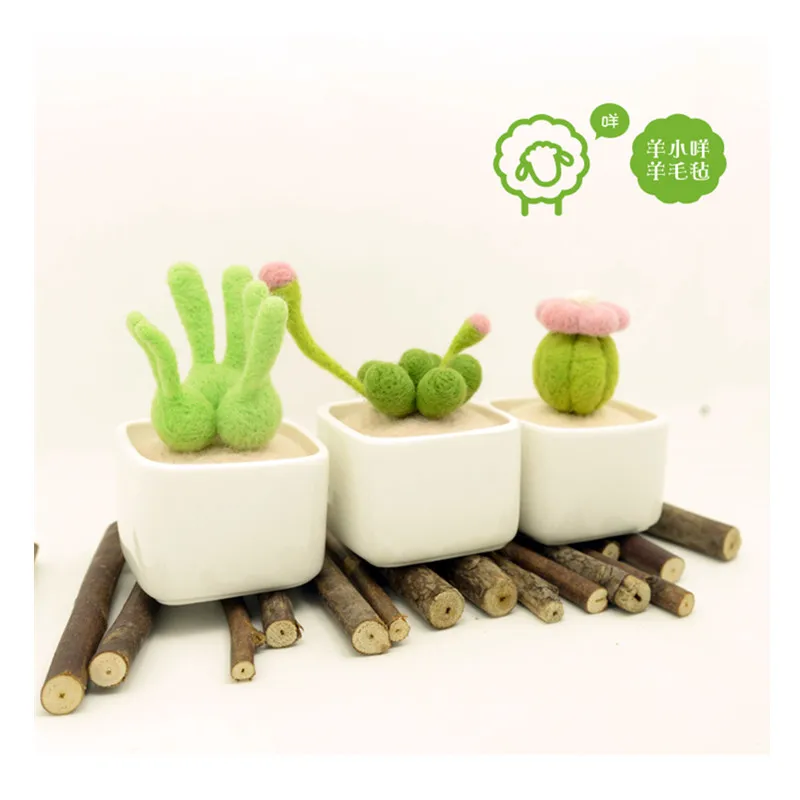 

Ceramic Pot Green Plant Pot wool needlepoint kit wool felt needle felting pendant craft needlecraft DIY handmade