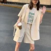 Korean Loose 2 Piece Women Short Set with Blazer Summer 2025 Thin Short-sleeved Blazers + Shorts Casual Office Ladies Suits 1