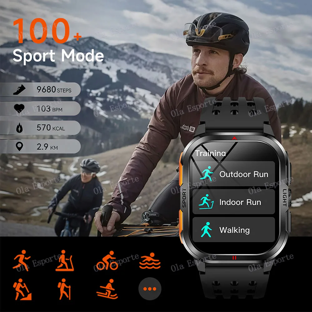 Luxury Military Man Smart Watch 3d Ui Bluetooth Call Fitness 3atm Waterproof Flashlight Outdoor Sport Smartwatch Men For Android, Alina Gadgets