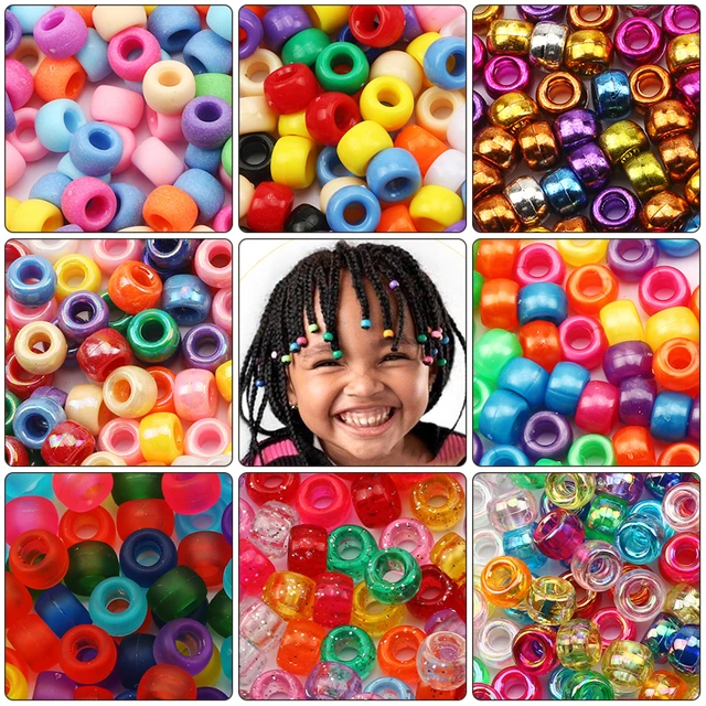 Colored Pony Beads Charm Big Hole Hair Beads For Jewelry Making