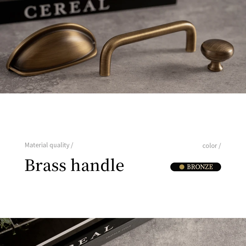 solid brass U shaped cabinet handle antique brass