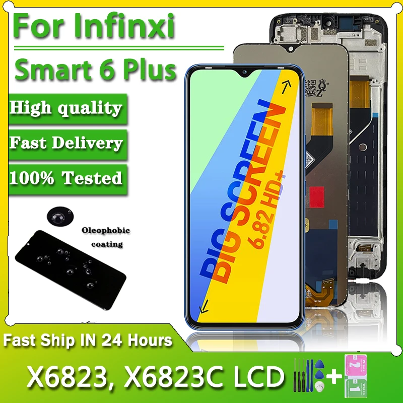 

6.82"New Display For Infinix Smart 6 Plus 6Plus LCD Display Touch Panel Screen Digitizer Assembly X6823 X6823C LCD Replacement