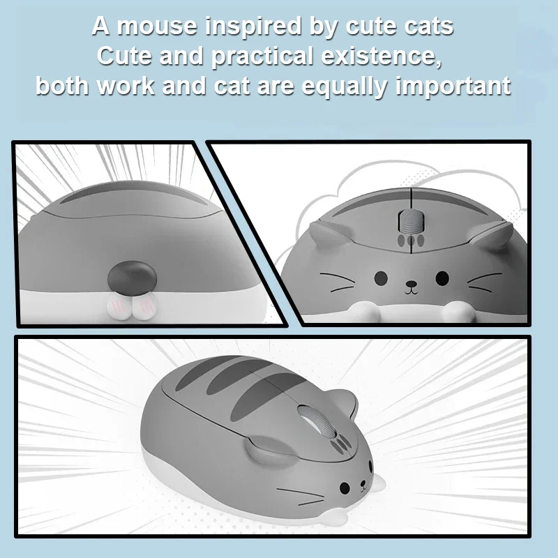 Chyi-mouse Bonito sem Fio 2.4g Gato Miau Rosa Criativo Desenho Animado Ergonômico Mini Mouse Óptico 3d para pc Laptop Presente das Crianças - Imagem 5