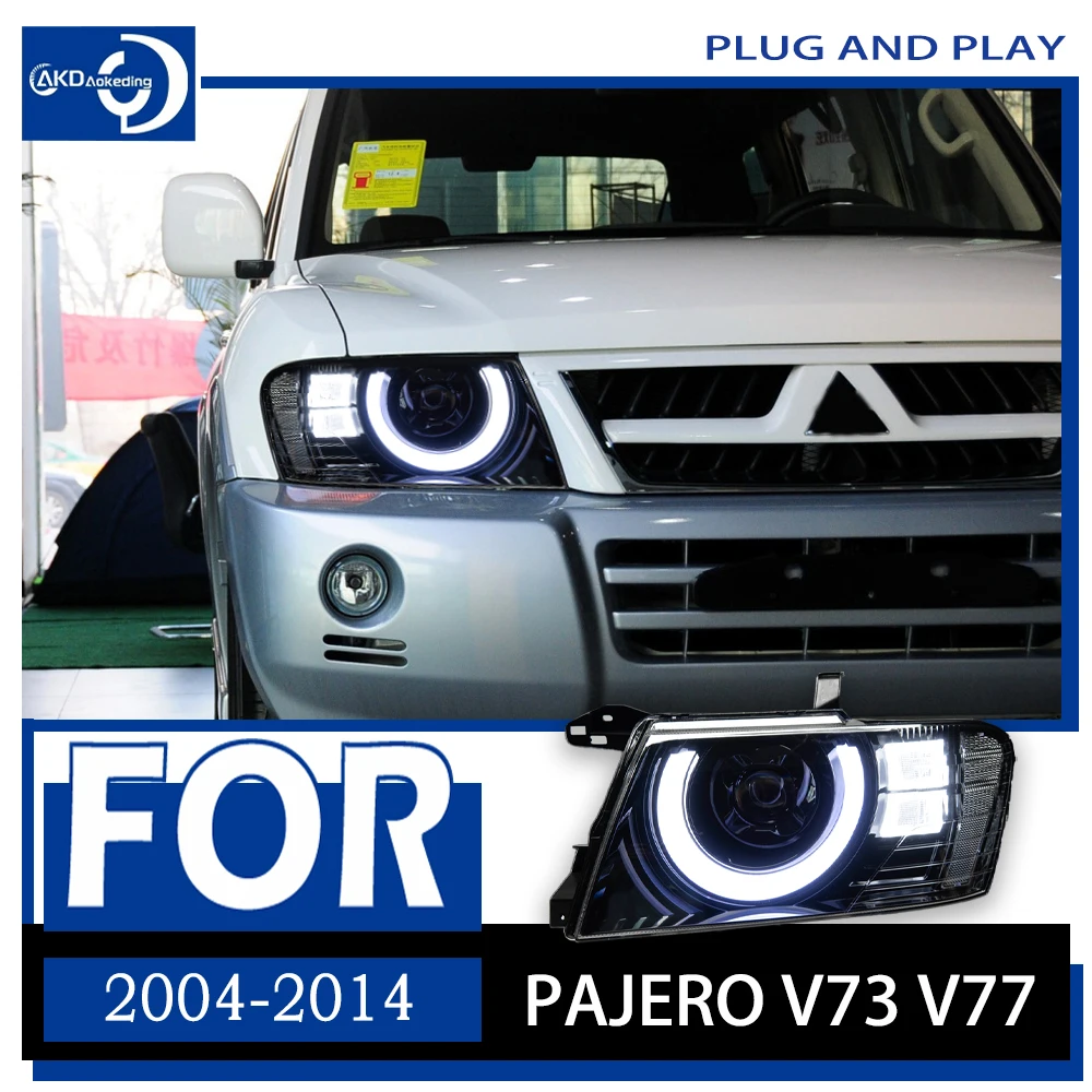 

Фара AKD для Pajero V73 светодиодный, фара 2004-2014, фары V77 V75 DRL, сигнал поворота, дальний свет, объектив проектора Angel Eye