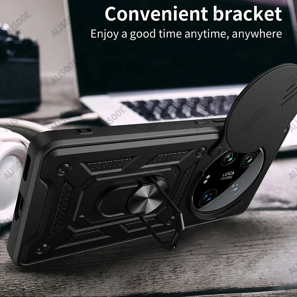 Slide Camera Armor Case with Magnetic Ring Stand - Full Protection Cover