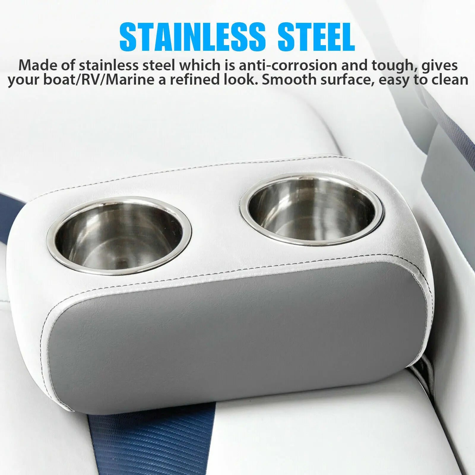 2pcs Stainless Steel Cup Drink Holders Mount For Car Truck Marine Boat Camper RV