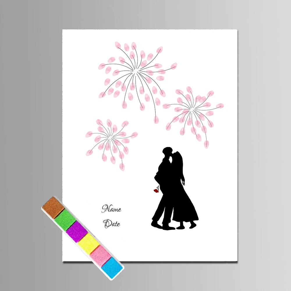 Ceremony Events Customized Name DIY Fingerprint Firework Canvas