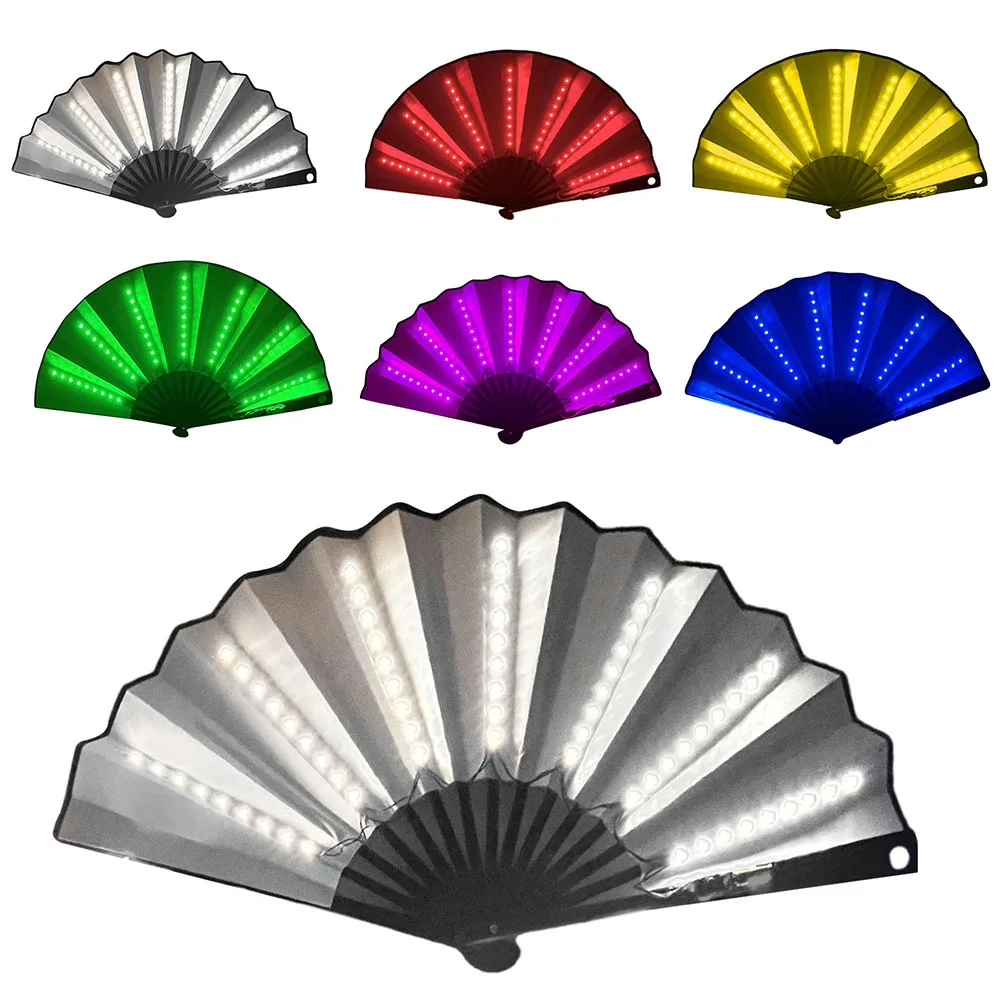 10 Inch Led Luminous Fan Bouncer Folding Fan Bar Nightclub Atmosphere Net Red Luminous Performance Props Silk Fan