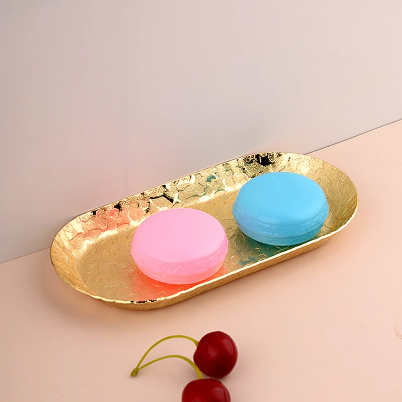 Gold Jewelry Display Plate Stainless Steel Oval Tray Necklace Earrings Palette Holder Dish Ring Home Decoration Organizer 5