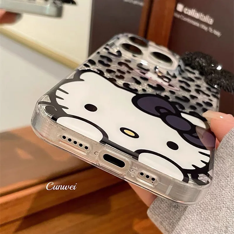 Chic Hello Kitty Bowknot Lustre Lining Hard High Phone Case for