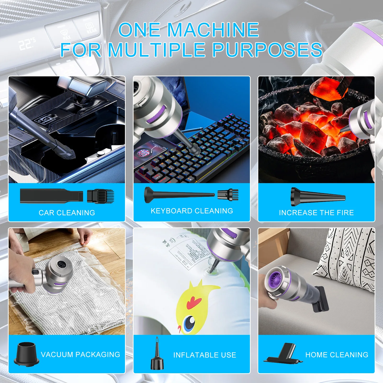 Wireless Car Vacuum Cleaner 21000PA High Power Car Tools Handheld Cleaning Machine Home and Office