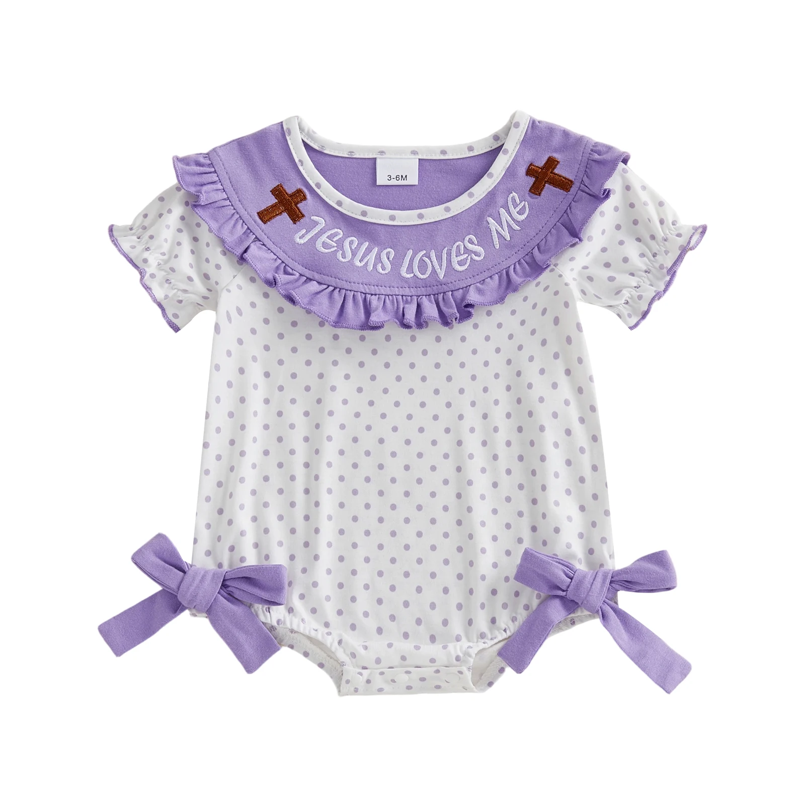 Adorable Toddler Girls Floral Print Ruffle Sleeve Romper Sweet Bowknot Detail Crew Neck Jumpsuit for Summer