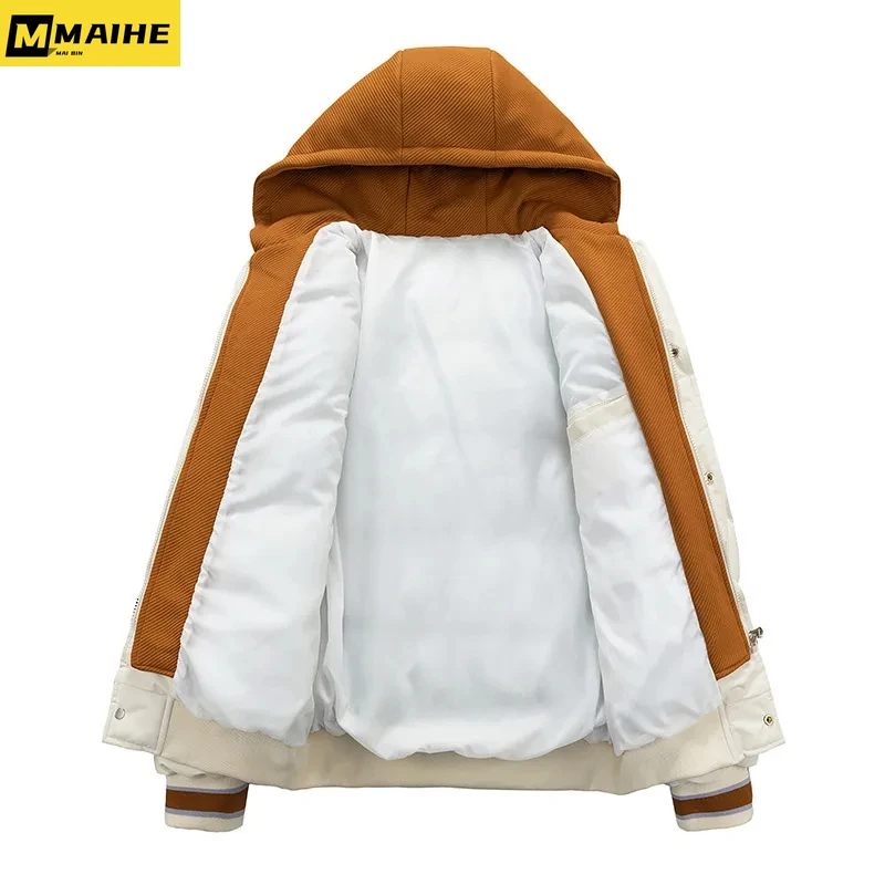 2023 Winter Jacket Men's Zipper Windproof New Jacket Streetwear Fashion Jacket Hooded Parkers Winter Thick Thermal Cotton Coat