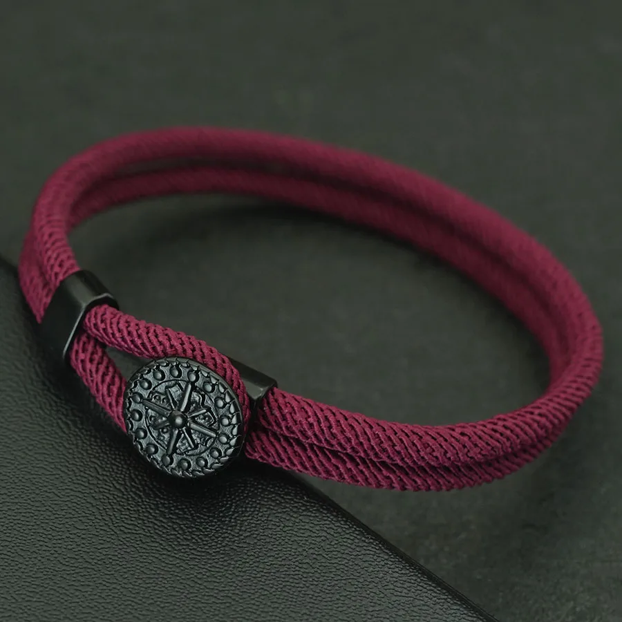 Marine Style Compass Bracelet For Men With Milan String