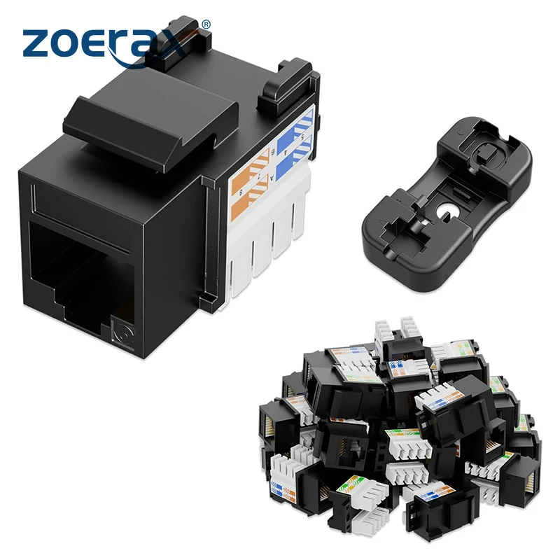 Keystone Jack e Keystone Punch-down Stand Utp Modular Ethernet Jack Insert 90 Graus Preto Rj45 Zoerax-cat6