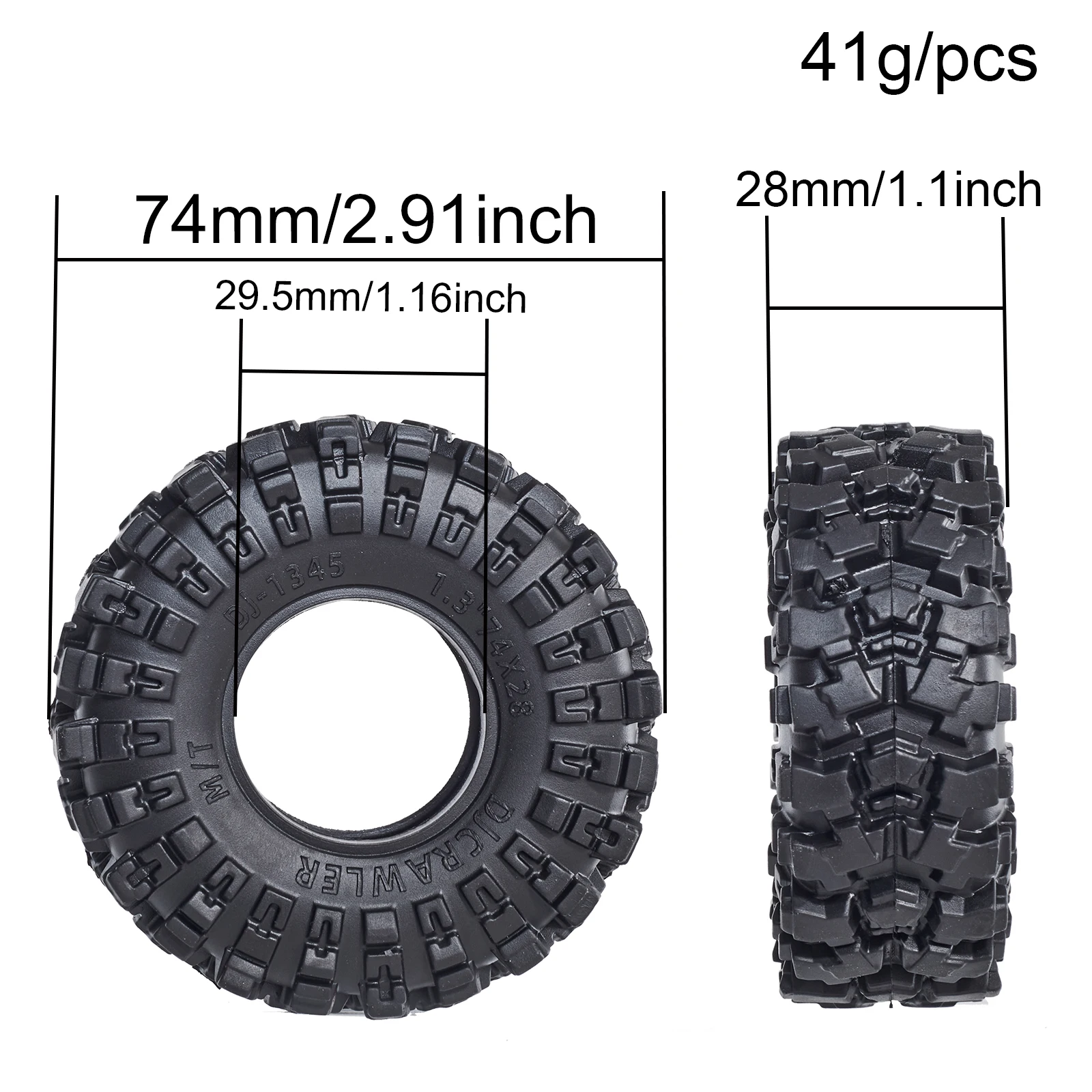 슈퍼 1.3 인치 대형 소프트 타이어, TRX4M 1/18 1/24 축 SCX24 AX24 FCX24 용 머디 스와프 타이어, 실리콘 인서트 포함, 74*28mm