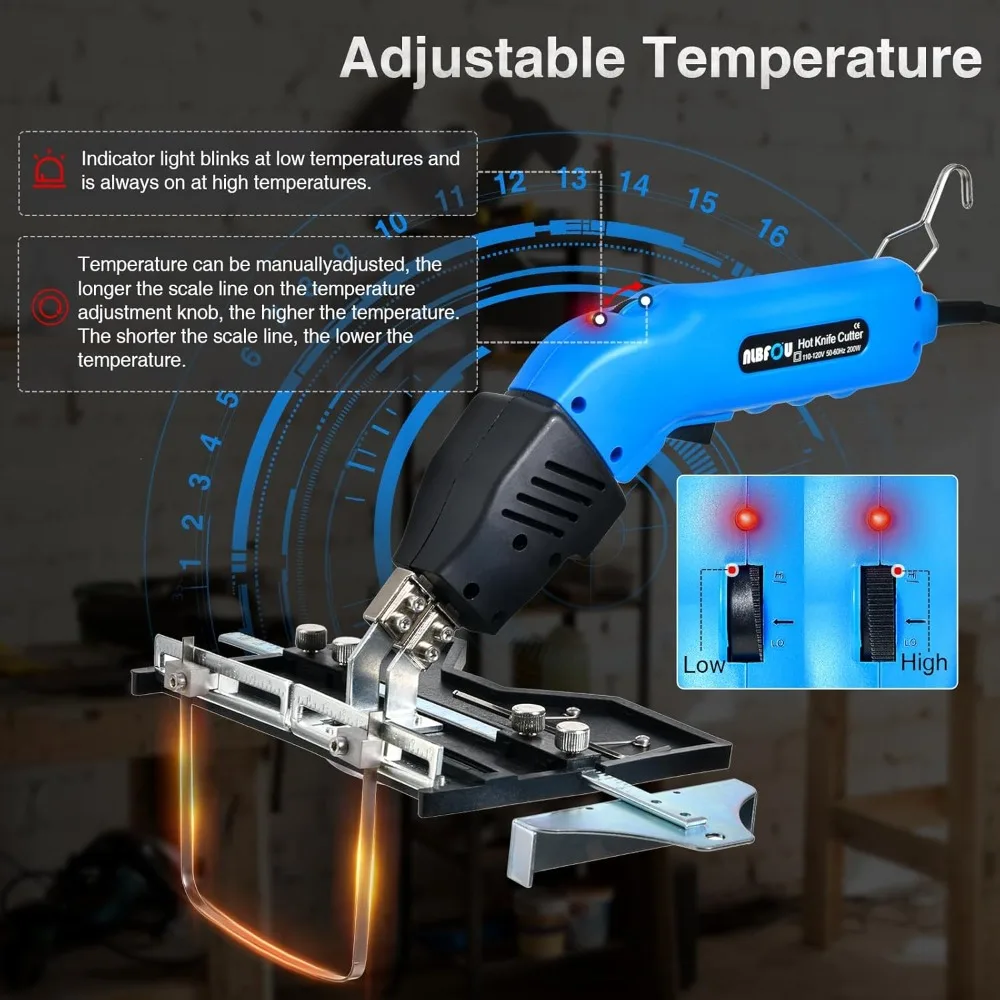 Electric Hot Knife Kit 200W Air Cooled Foam Cutter with 5 Blades for Grooving Sculpting Cutting XPS EPS EVA