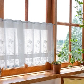 Trasmissione della luce Nessuna divulgazione della privacy Tende trasparenti bianche Elegante tulle sullo sfondo tende per l'arredamento della cucina della camera da letto 1
