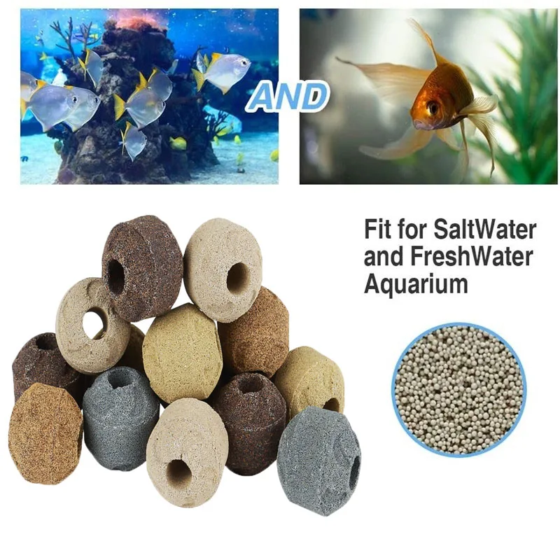 Fish Tank Ceramic Filter Media Nano Bio Sphere with Mesh Bags for Freshwater Saltwater Aquarium Filter Accessories 10/20 Pcs