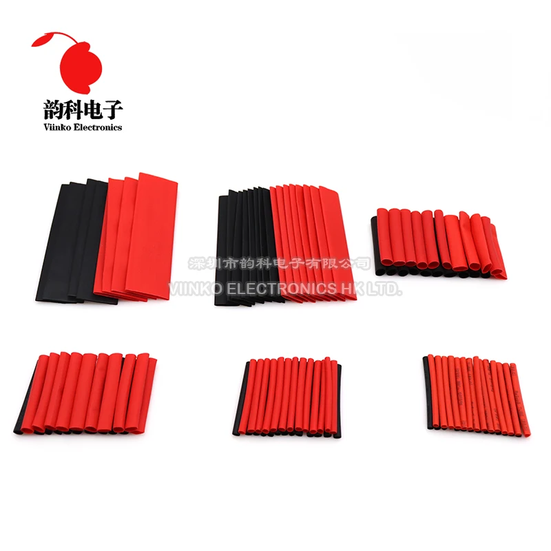 2:1 Heat Shrink Tube Insulation Sleeving Red Black Polyolefin Assortment Kit Electrical Wire Cable Shrinkage heatshrink 127pcs