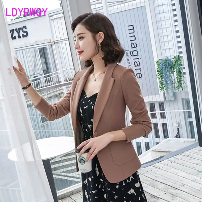 Small Suit Coat 2023 Spring and Autumn New Short Style Temperament Slim Fit Versatile Khaki Women's Korean Version Suit