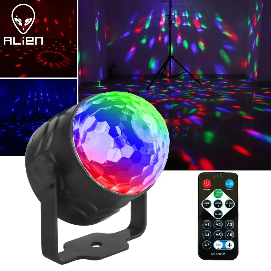 Disco Ball Light ALIEN RGB Rotating Magic Sound Activated DJ Strobe Party Wedding Dance Xmas Birthday Wedding Show Lamp