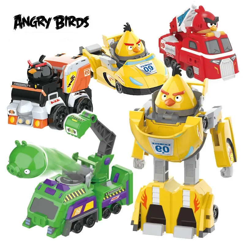 

Angry Bird Car Machine Launch Figures Toy AngryBirds Catapult Deformation Robot Action Figure Boys Birthday Gifts