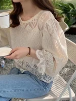 Faionable Long Sve Lace irt Women's Top Ele Versatile Anti-Aging Brand High-End Autumn New Arrival Commute Sle