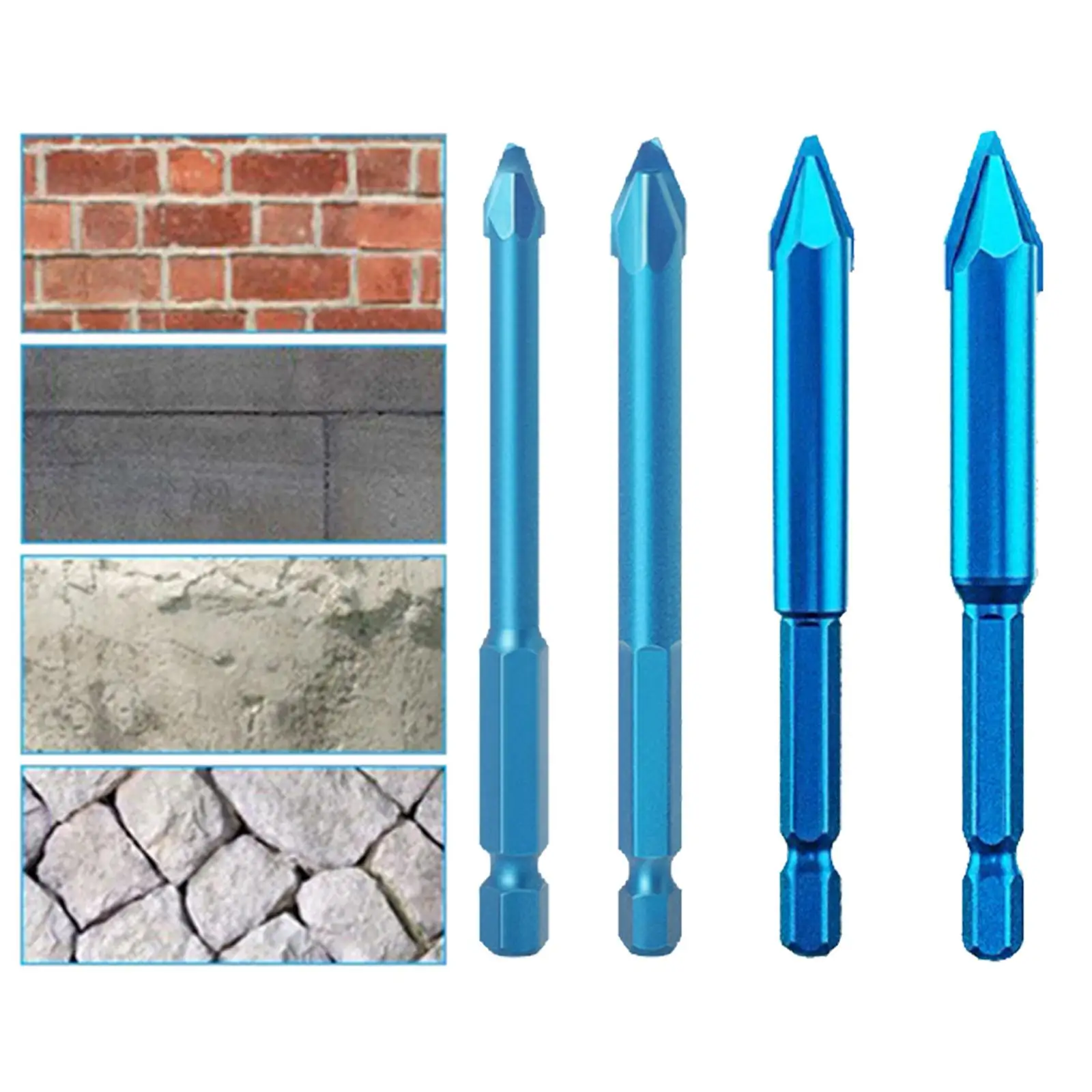 

4Pcs Tile Drills Bits Eccentric Steel Heavy Duty Drillings Power Tool Parts Hollow Drill Set Hex Shank for Granite Common Brick