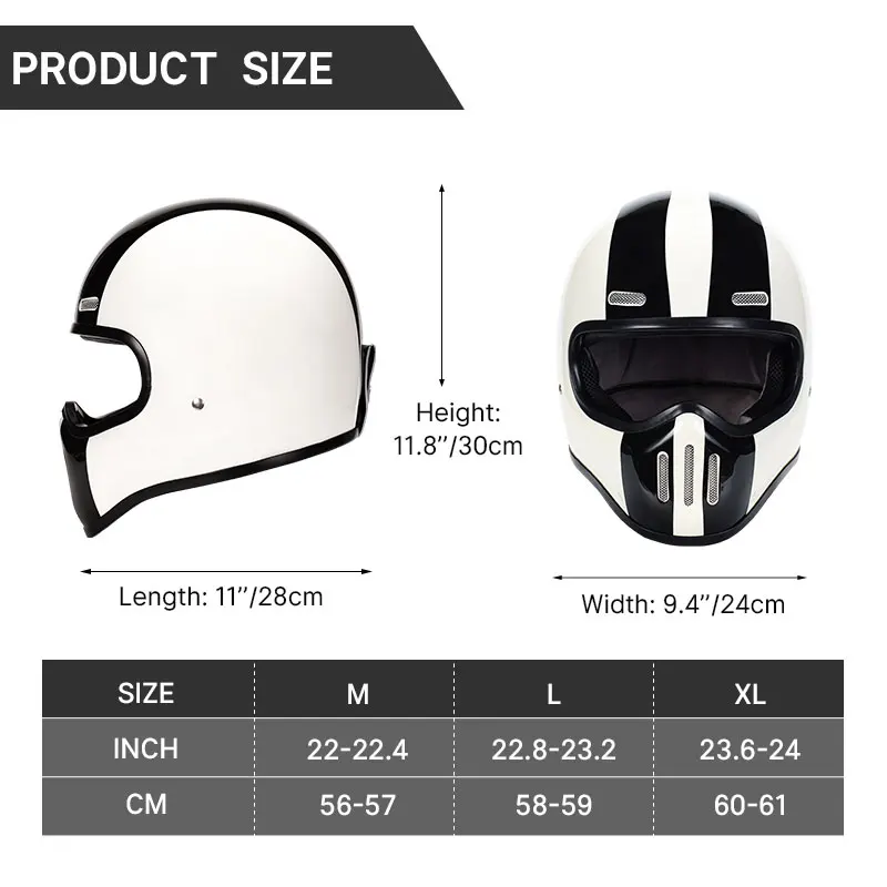 Vintage Style Full Face Helmet TT&COCASCOS Light Weight Shell Fiber Glass Open Face Helmets For Motorcycle DOT Free Shipping