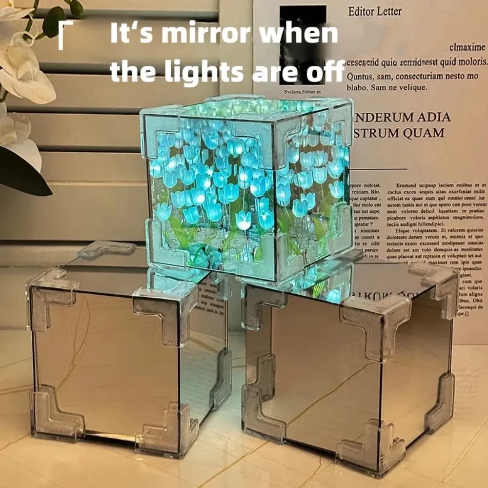 Description Picture 6 of itemDIY Tulip Sea Rubik's Cube Mirror Night Light Car Decoration Materials Handmade Birthday Gifts for Friends and Colleagues