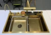 TikTok Trend Gold Smart Digital Display Emitting Diode Double Waterfall Rainfall Faucet Honeycomb Nano Ceramic Kitchen Sin 3
