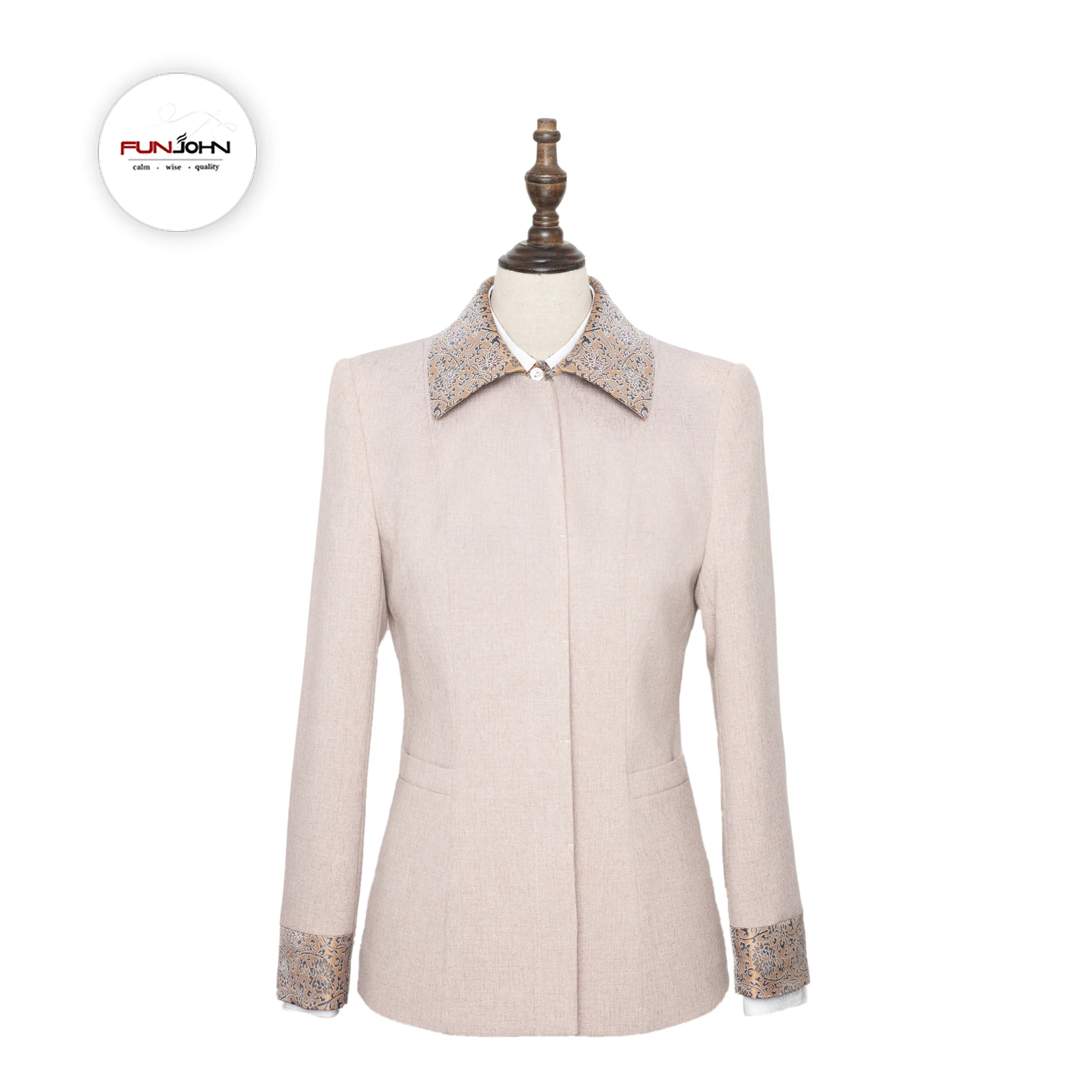 

Hot Sale Custom Beige Long Sleeve Hotel Cleaning Uniform for Women Maid Housekeeper Staff Work Wear Uniform for Housekeeping