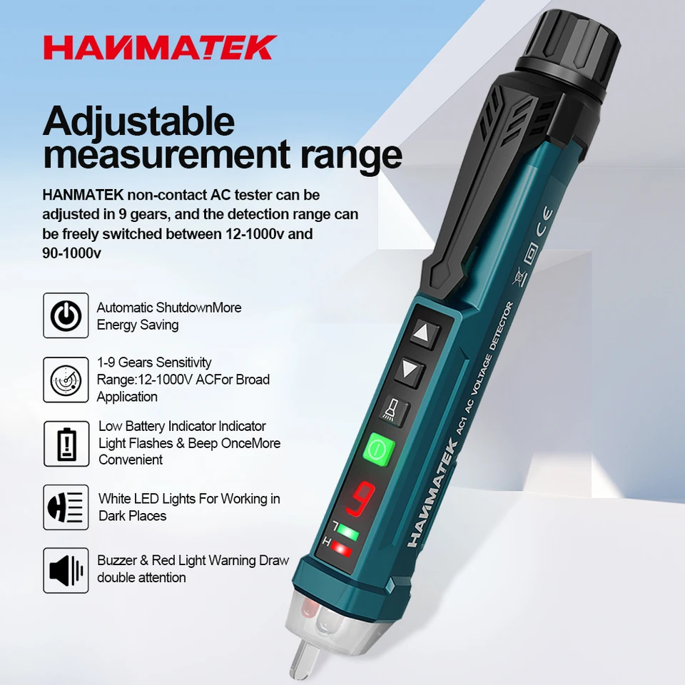 Penna Tester Tensione Senza Contatto 12-1000V AC – Rilevatore Elettrico Con Allarme