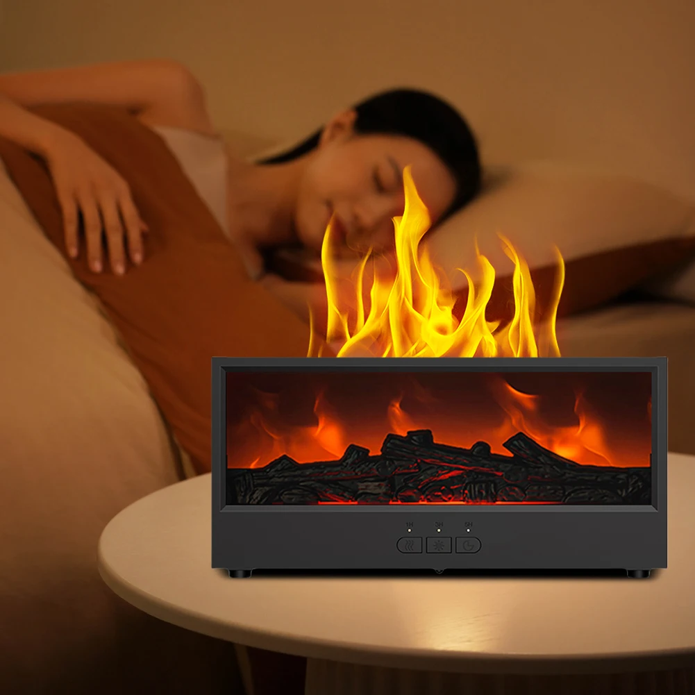 Dynamic Flame Fireplace Flame Fire Diffuser 7 Colors LED Night Light Aroma Diffuser with Remote for Spa Home Yoga Office Bedroom
