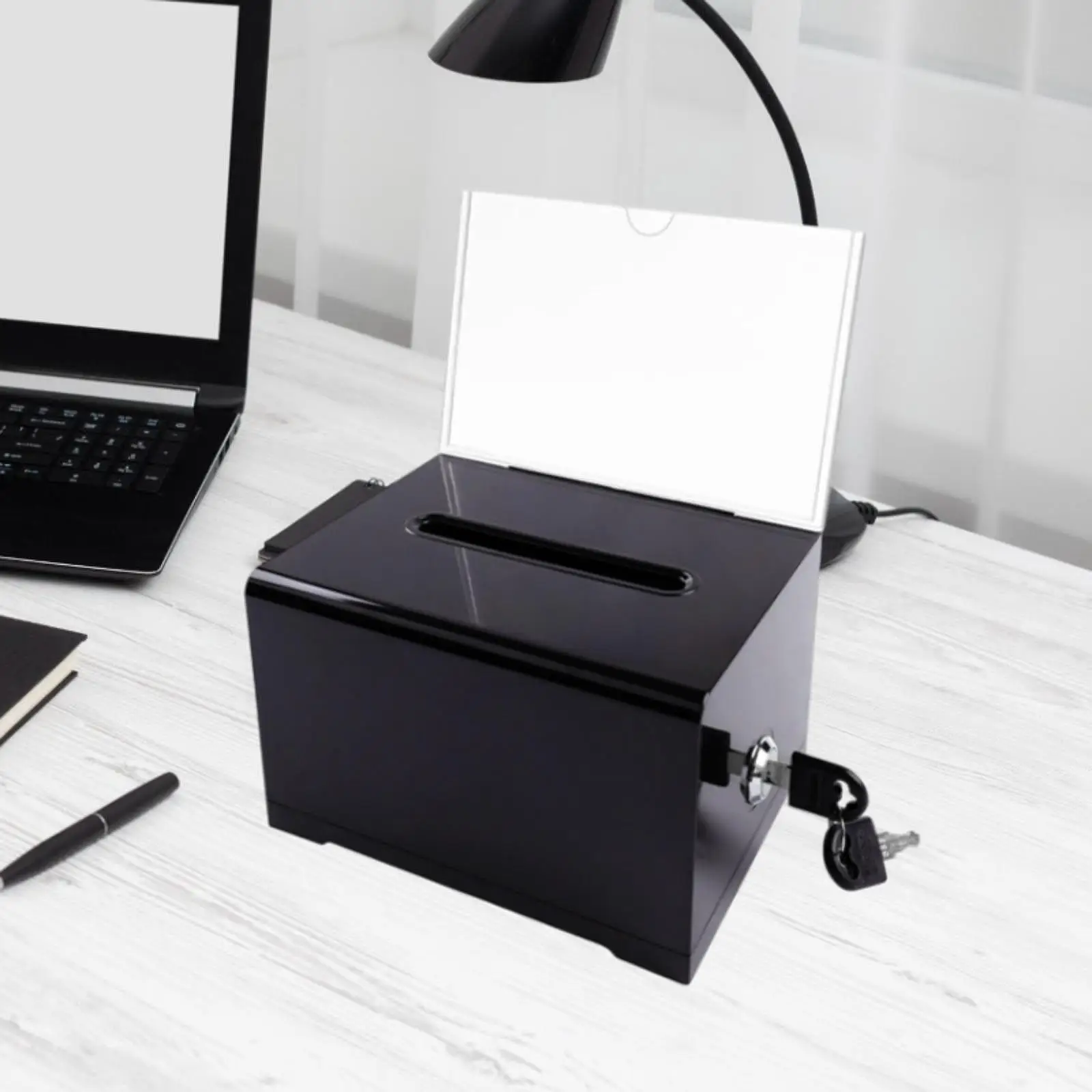 Business Card Collection Box Multipurpose Storage Container Portable Suggestion Box With Lock for Business Reception Charity