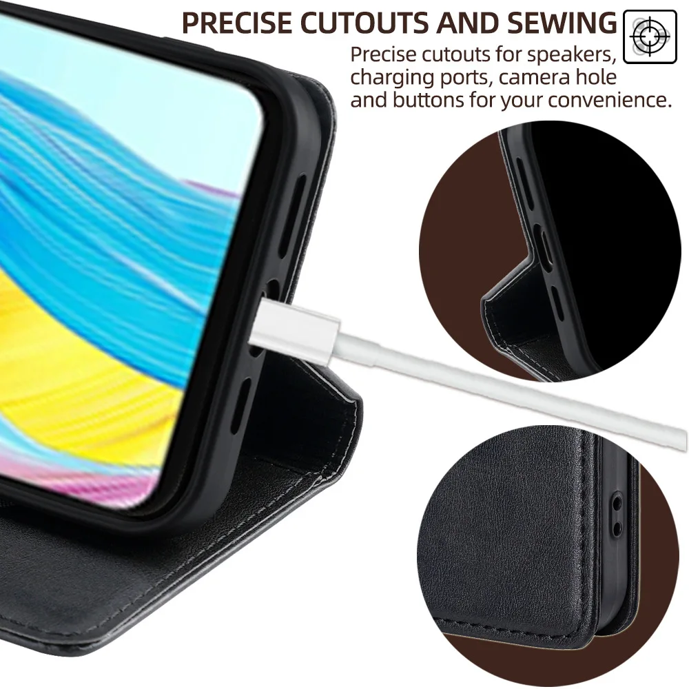 Luxury Wallet Flip Case with Kickstand and Card Slot - Sleek Hard Shell Cover