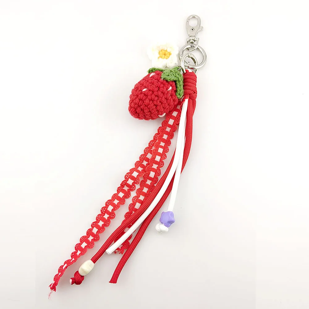 HUIDANG Obst-Schlüsselanhänger für Taschen, neu im Stricken, Wassermelone, Erdbeer-Taschenanhänger für Frauen, Taschenanhänger – Detail 15