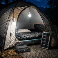 Kit d'éclairage solaire portable Grennova, complet, avec 2 ampoules LED à interrupteur indépendant, chargeur USB pour le camping, la tente, les pannes de courant 3